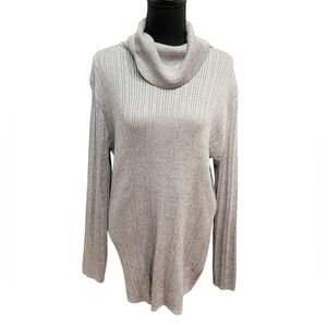 Ashley Stewart Silver Sparkly Cowl Neck Sweater